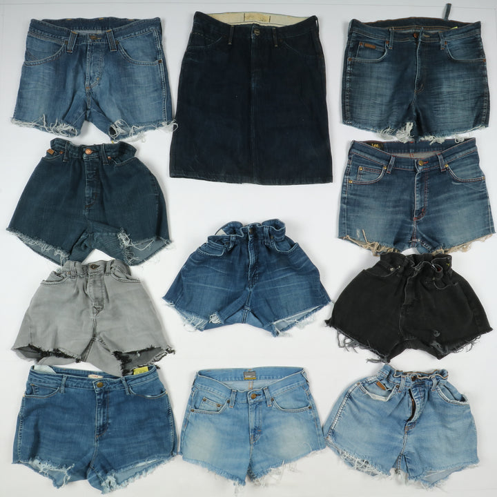 Lee e Wrangler short e gonne jeans denim box da 70pz donna